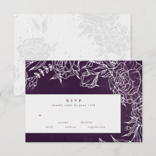 Romantic Flower Wreath Purple Wedding RSVP Card