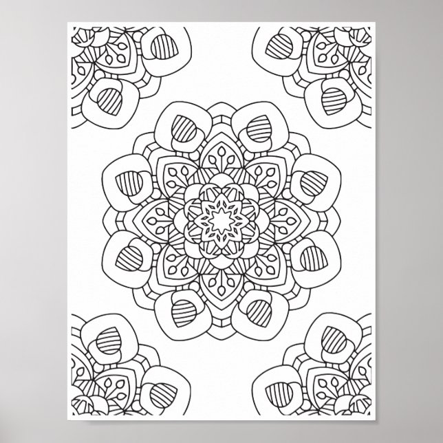 Romantic Flowers - Advanced Colouring Page Poster (Front)