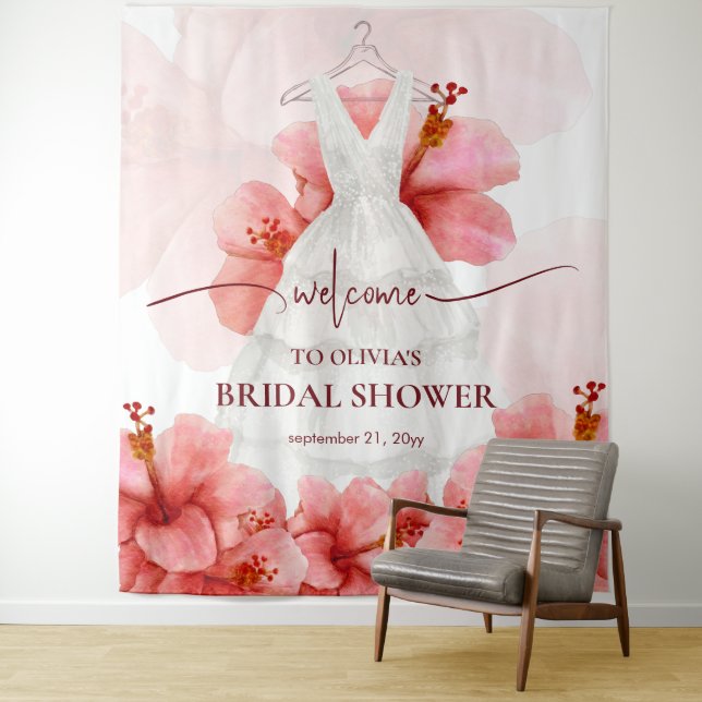 Romantic Flowers Dress Bridal Shower Welcome Tapestry (In Situ)