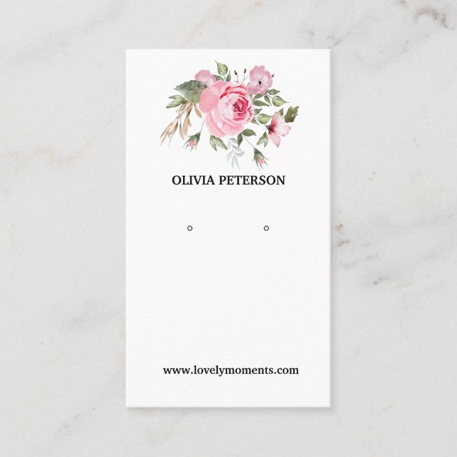 Romantic Flowers jewellery earring display card (Front)