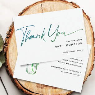 Romantic Flowers Modern Script Bridal Shower Thank You Card