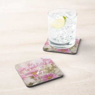 Romantic Flowers Plastic Coaster Set Pink Daisies