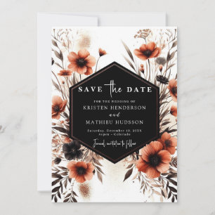 Romantic Flowers Terracotta Wedding Save The Date