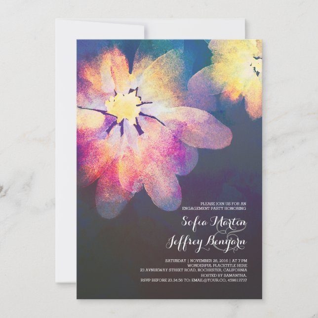 romantic flowers watercolor engagement party invitation (Front)
