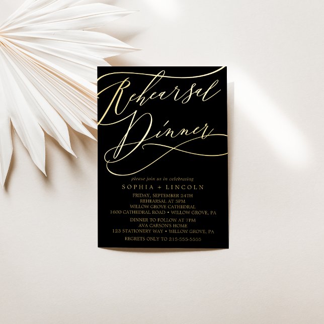 Romantic Foil Black Rehearsal Dinner Insert Card (Creator Uploaded)