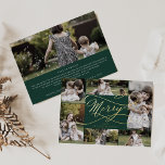 Romantic Foil | Green Merry 7 Photo Collage Foil Holiday Card<br><div class="desc">This romantic foil green merry 7 photo collage foil holiday card is the perfect simple holiday greeting. The modern classic design features fancy metallic pressed foil swirls and whimsical flourishes with gorgeous elegant hand lettered typography. Choose silver, gold or rose gold foil text on the front. Personalise the front of...</div>