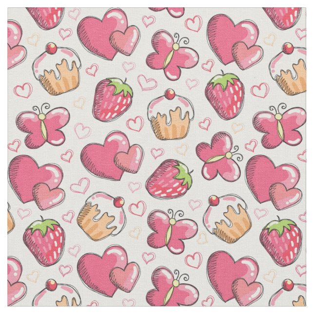 romantic food pattern fabric (Close Up)