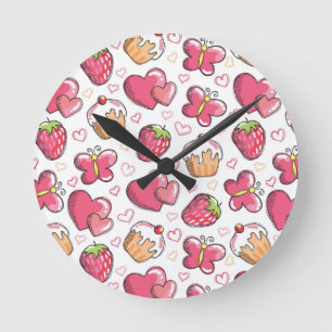 romantic food pattern round clock