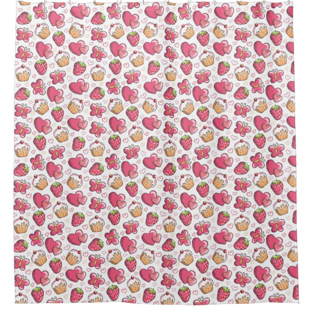 romantic food pattern shower curtain (Front)
