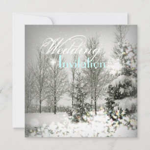 Romantic Forest Christmas trees Winter Wedding Invitation
