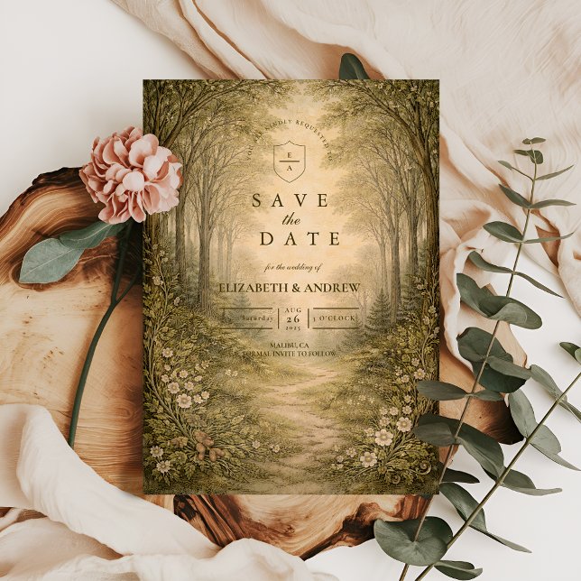 Romantic Forest Path Wedding Save The Date (Creator Uploaded)