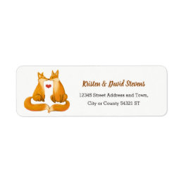 Romantic Foxes and Rustic Floral Foliage Wedding Return Address Label