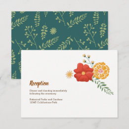Romantic Foxes Floral Foliage Wedding Enclosure Card
