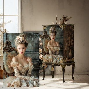 Romantic French Beauty, Portrait Decoupage Tissue Paper
