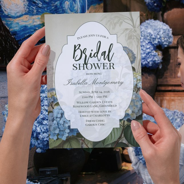 Romantic French Blue Hydrangea Bridal Shower Invitation (Romantic French Blue Hydrangea Bridal Shower Invitations
)