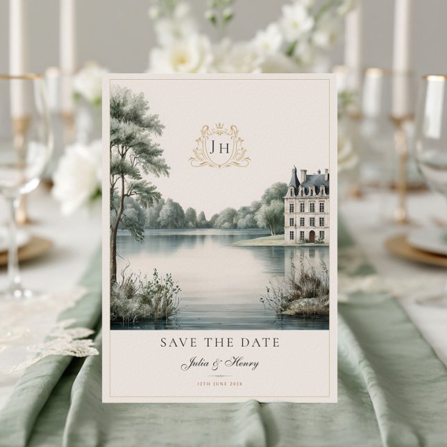 Romantic French Château Monogram Wedding Save The Date (Creator Uploaded)