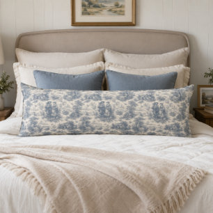 Romantic French Countryside Toile in Dusty Blue Body Cushion