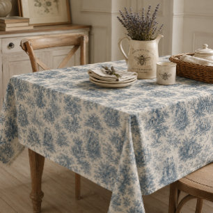 Romantic French Countryside Toile in Dusty Blue Tablecloth
