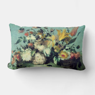 Romantic French Florals on Teal Lumbar Cushion
