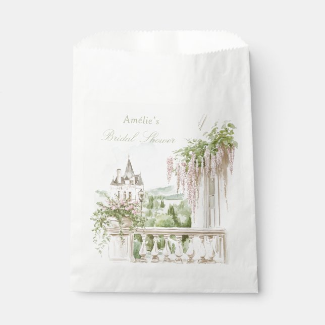 Romantic French Garden Chateau Bridal Shower  Favour Bag (Front)