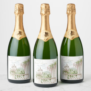 Romantic French Garden Chateau Bridal Shower  Sparkling Wine Label
