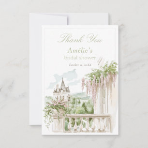 Romantic French Garden Chateau Bridal Shower  Thank You Card