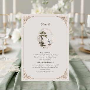 Romantic French Heron Wedding Details Enclosure Card