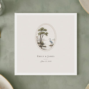 Romantic French Heron Wedding Napkin