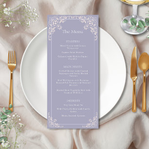 Romantic French Lilac Elegant Wedding Menu