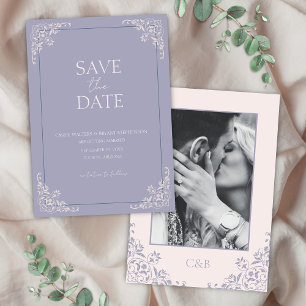 Romantic French Lilac Purple Minimal Save the Date Invitation