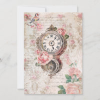 Romantic French Roses, Clock & Filigree Collage
