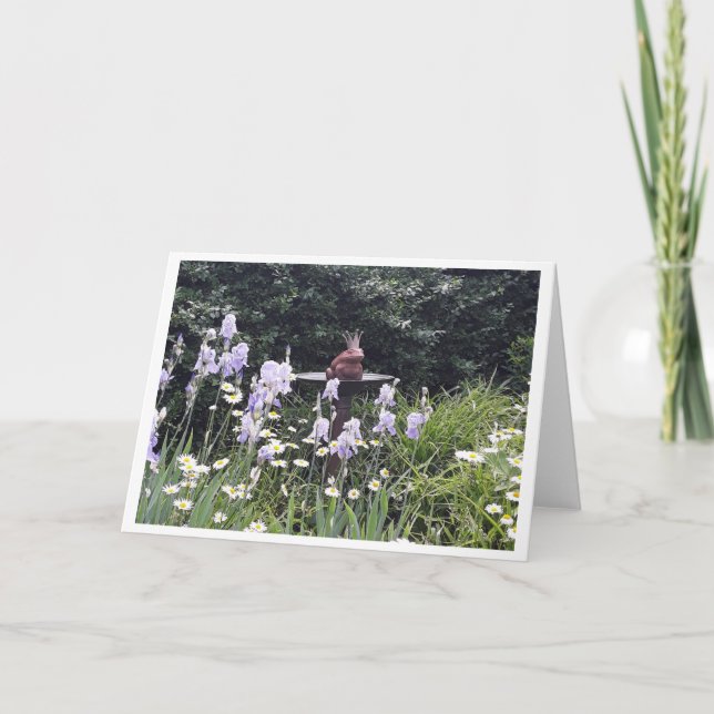 Romantic Frog Prince and Flowers Blank Card (Front)