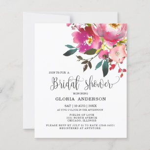 Romantic Fuchsia Floral Bridal Shower Invitation