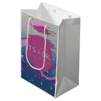 Romantic Fuchsia & Soft Pink Brushstroke Medium Gift Bag