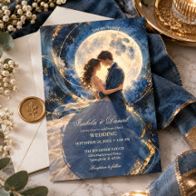 Romantic Full Moon Wedding Midnight Night Sky