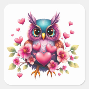 Romantic Fun Owl Stickers