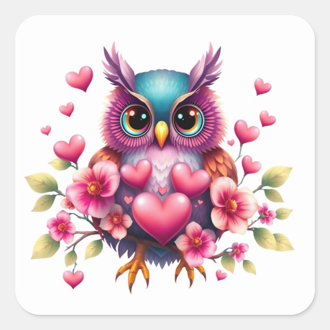 Romantic Fun Owl Stickers (Front)