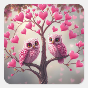 Romantic Fun Owl Stickers