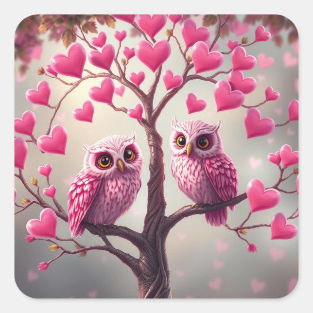 Romantic Fun Owl Stickers (Front)
