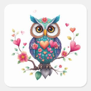 Romantic Fun Owl Stickers