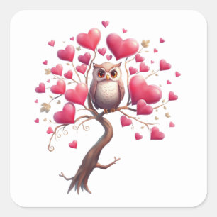 Romantic Fun Owl Stickers