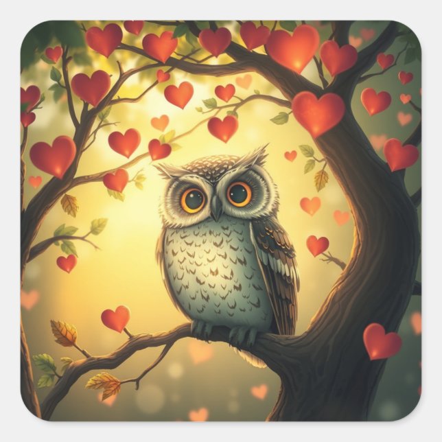 Romantic Fun Owl Stickers (Front)