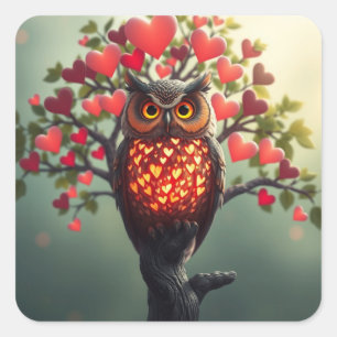 Romantic Fun Owl Stickers