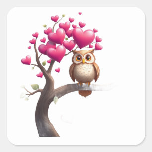 Romantic Fun Owl Stickers