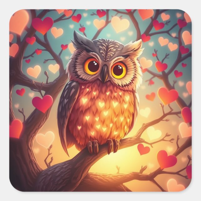 Romantic Fun Owl Stickers (Front)