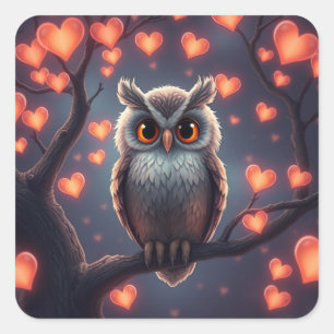 Romantic Fun Owl Stickers