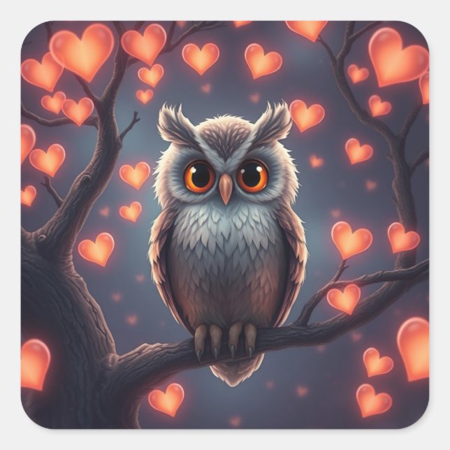 Romantic Fun Owl Stickers (Front)