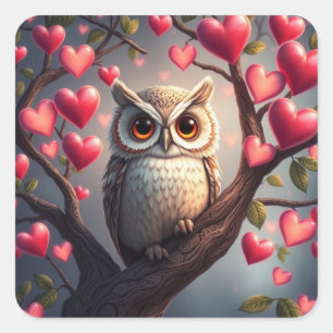 Romantic Fun Owl Stickers