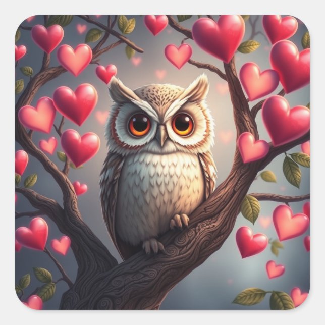 Romantic Fun Owl Stickers (Front)