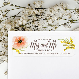 Romantic Future Mrs Wildflower Watercolor Return Address Label